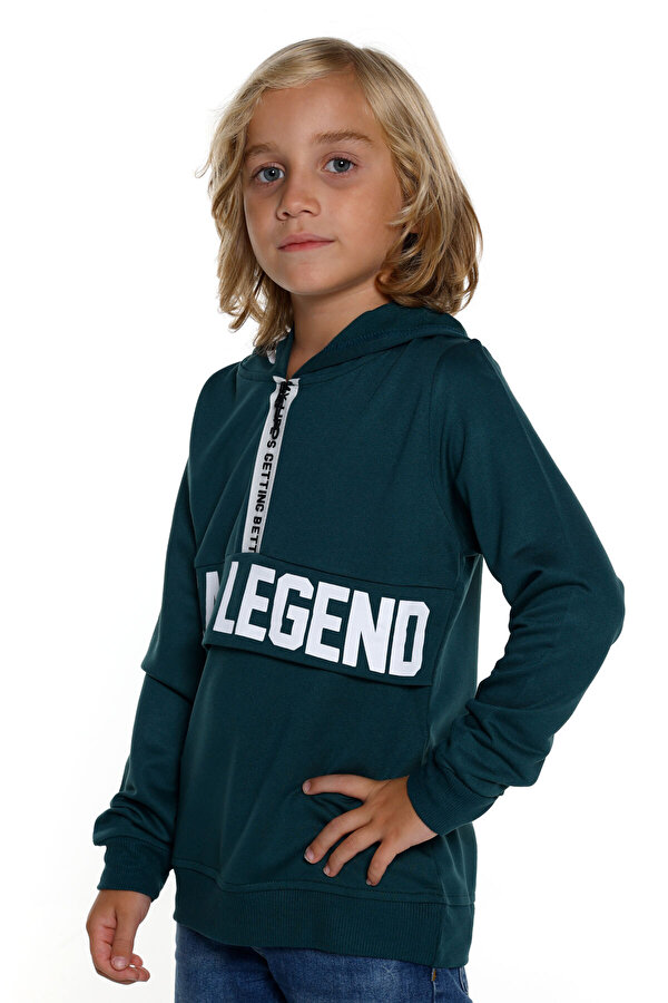 Cansın Mini Erkek Çocuk Kapşonlu Fermuarlı Sweatshirt 4-14 Yaş 14013