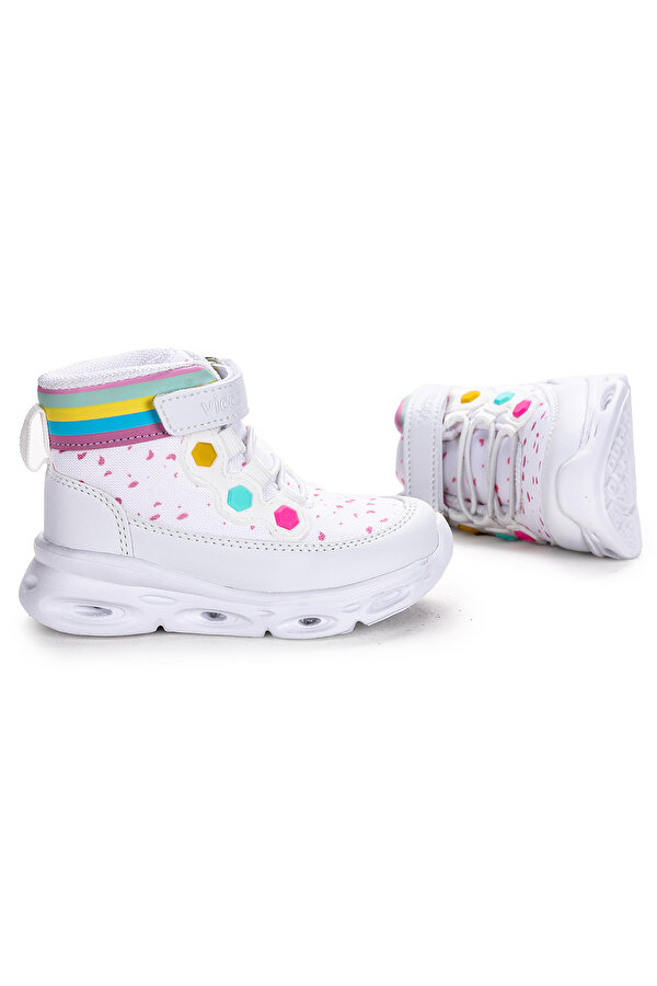 VICCO 946.21K.205 Mizu Günlük Cırtlı Işıklı Kız Çocuk Bot Ayakkabı Beyaz