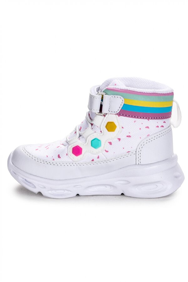 VICCO 946.21K.205 Mizu Günlük Cırtlı Işıklı Kız Çocuk Bot Ayakkabı Beyaz NF8954