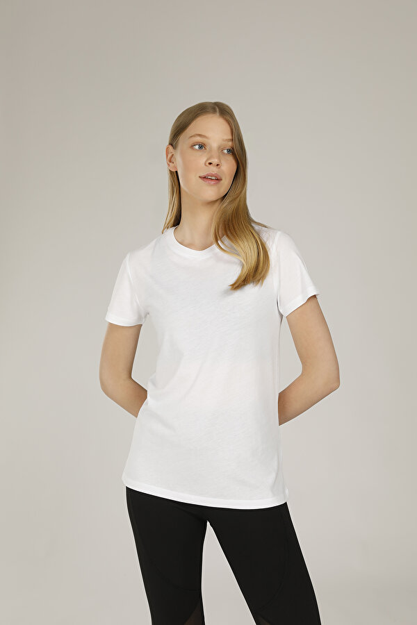 Lumberjack CT131 BASIC MODAL C NECK Beyaz Kadın Kısa Kol T-Shirt