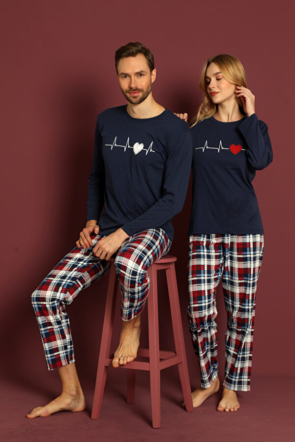 Nisanca Mevsimlik Pamuk Erkek Pijama Takımı- Sevgiller Günü Pijaması- Tek Adet