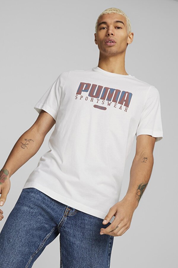 Puma GRAPHICS Retro Tee Beyaz Erkek Kısa Kol T-Shirt