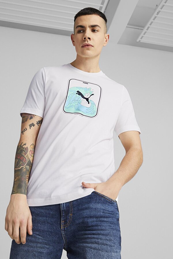Puma GRAPHICS Wave Tee Beyaz Erkek Kısa Kol T-Shirt