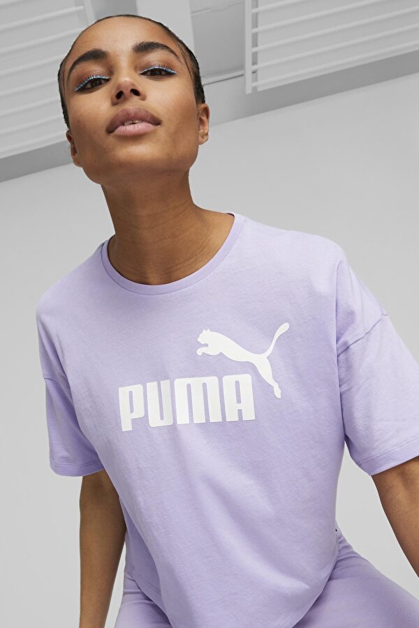 Puma ESS Cropped Logo Tee Lila Kadın Kısa Kol T-Shirt