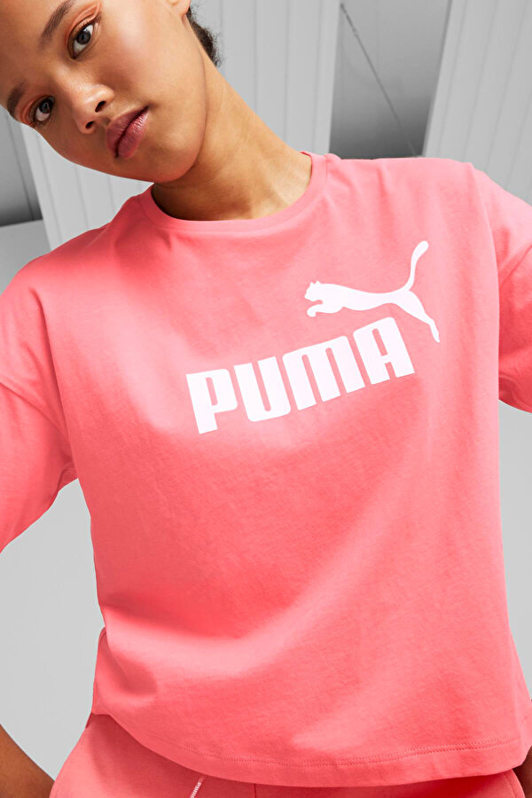 Puma ESS Cropped Logo Tee Pembe Kadın Kısa Kol T-Shirt