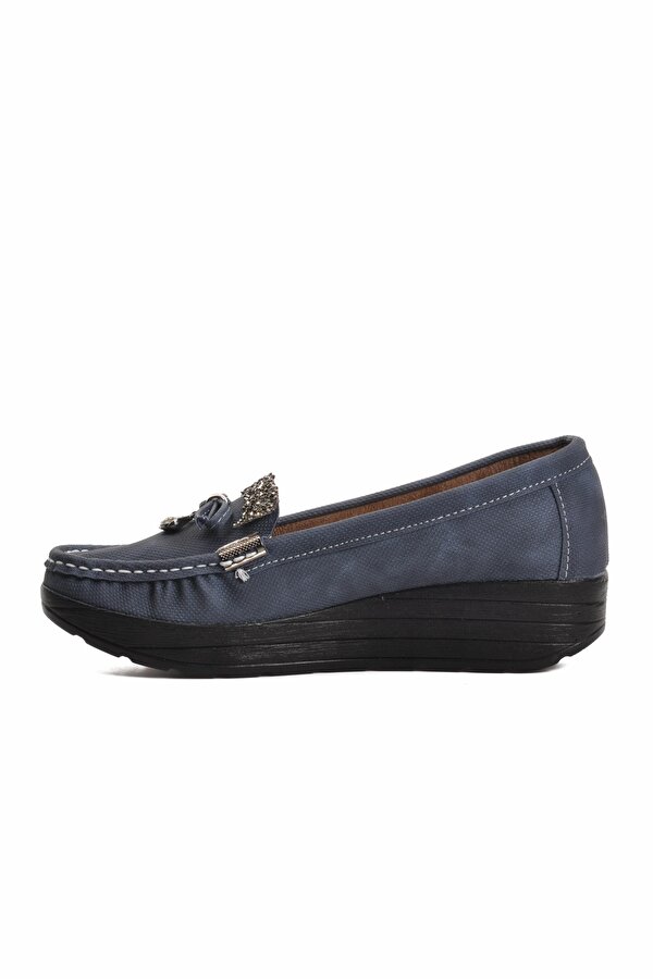 Berkbay 525 Lacivert Dolgu Topuk Kadın Günlük Ayakkabı