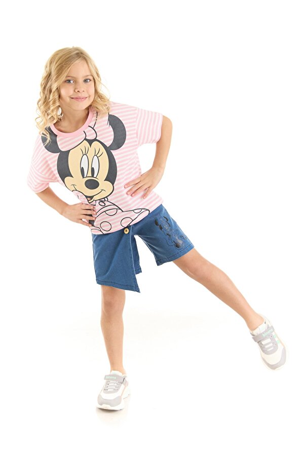 MINNIE Disney Mouse Lisanslı Kız Çocuk Tişört ve Şort Etek 2'li Takım 20931