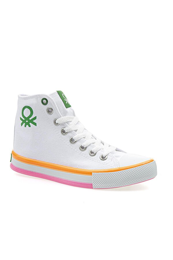 Benetton ® | BN-30189 - 3374 Beyaz Turuncu - Kadın Spor Ayakkabı