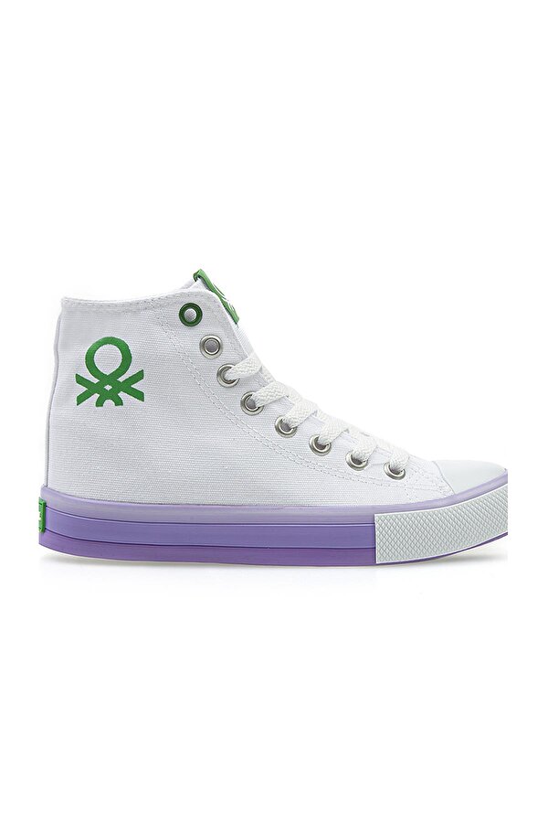 Benetton ® | BN-30189 - 3374 Beyaz Lila - Kadın Spor Ayakkabı