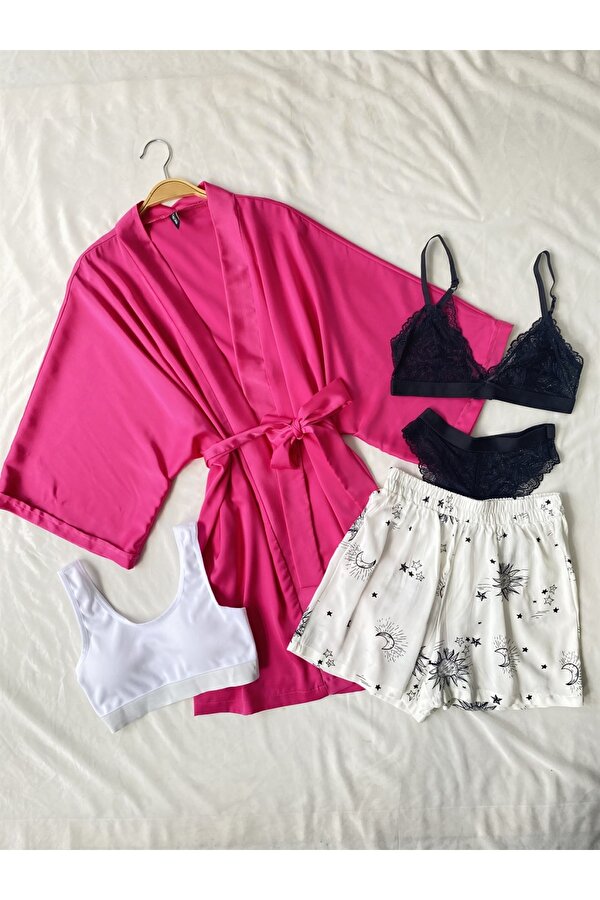 Retrobird 4'lü Kimono Set Kadın Pembe