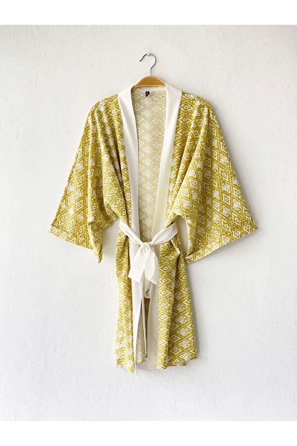 Retrobird Garnili Kimono Kadın Hardal