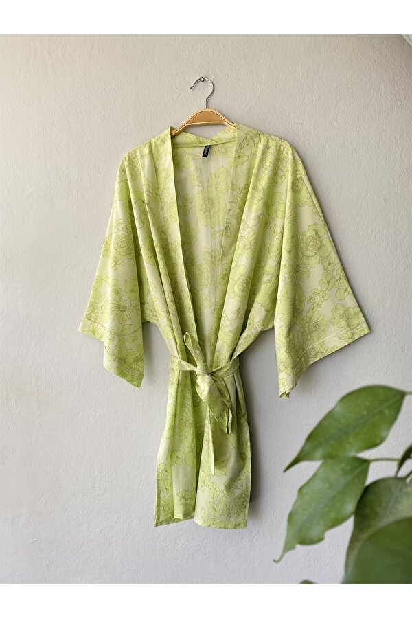 Retrobird Garnili Poplin Kimono Kadın Açık Yeşil