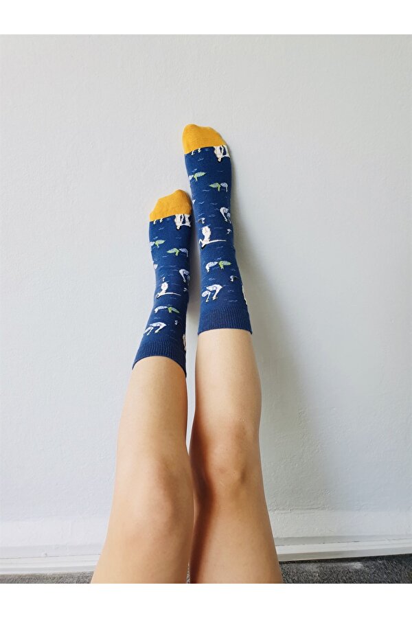 Retrobird Unisex Tablo Çorap Lacivert