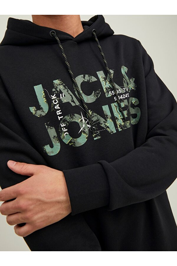 Jack & Jones Jack&Jones Kapüşonlu Siyah Erkek Sweatshirt 12216242