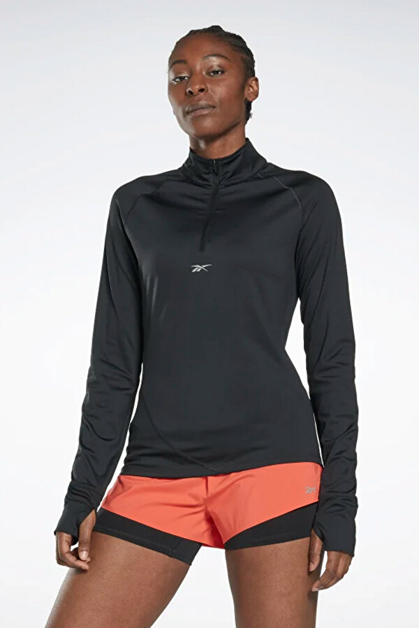 Reebok Running 1/4 Zip Черный Женщина Джемпер