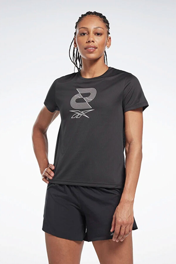 Reebok Running SW Graphic Siyah Kadın Kısa Kol T-Shirt