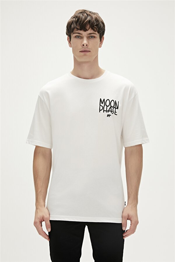 Bad Bear Moon Phase T-Shirt Off-White Beyaz Baskılı Erkek Tişört