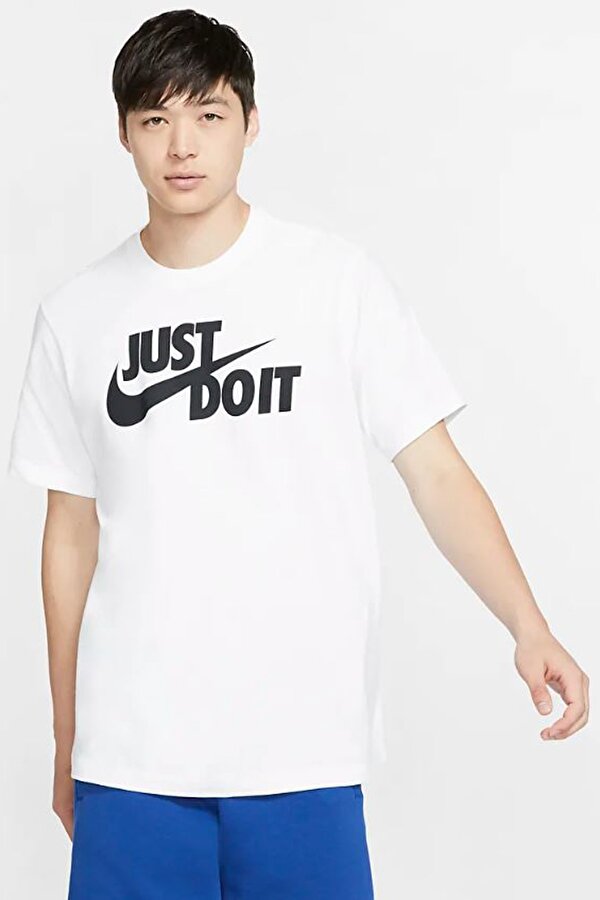 Nike M NSW TEE JUST DO IT SWOO Beyaz Erkek Kısa Kol T-Shirt