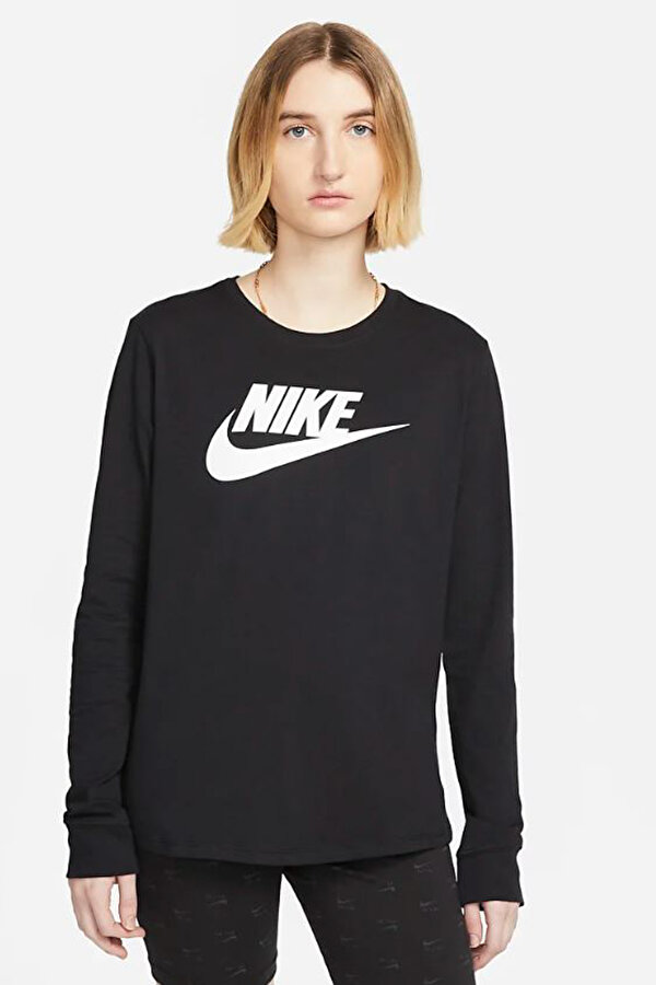 Nike NSW TEE ESSNTL LS ICN FTR Siyah Kadın Uzun Kol T-Shirt