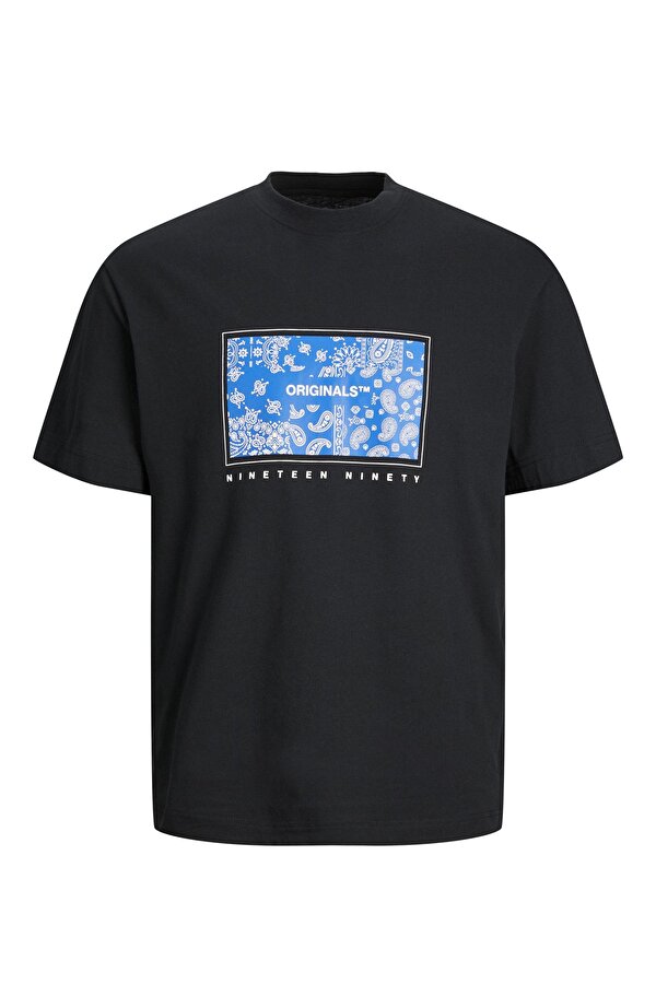 Jack & Jones JORPAISLEY FRONT TEE SS C Siyah Erkek Kısa Kol T-Shirt