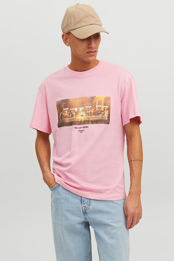 Jack & Jones JORPRIZE TEE SS CREW NECK Pembe Erkek Kısa Kol T-Shirt