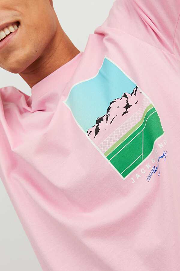 Jack & Jones JORTULUM LANDSCAPE TEE SS Pembe Erkek Kısa Kol T-Shirt