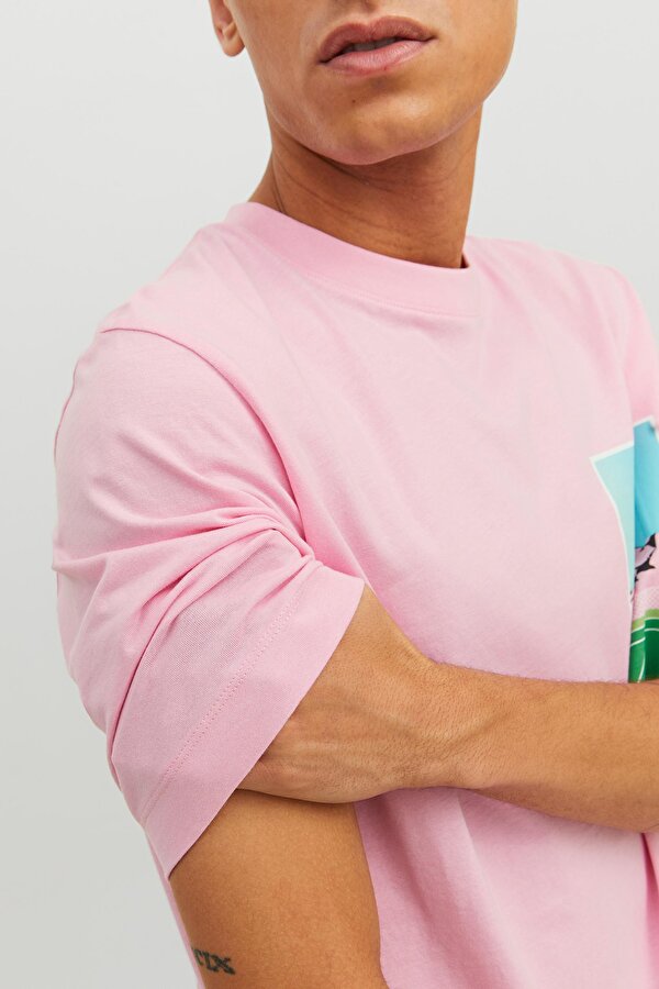 Jack & Jones JORTULUM LANDSCAPE TEE SS Pembe Erkek Kısa Kol T-Shirt