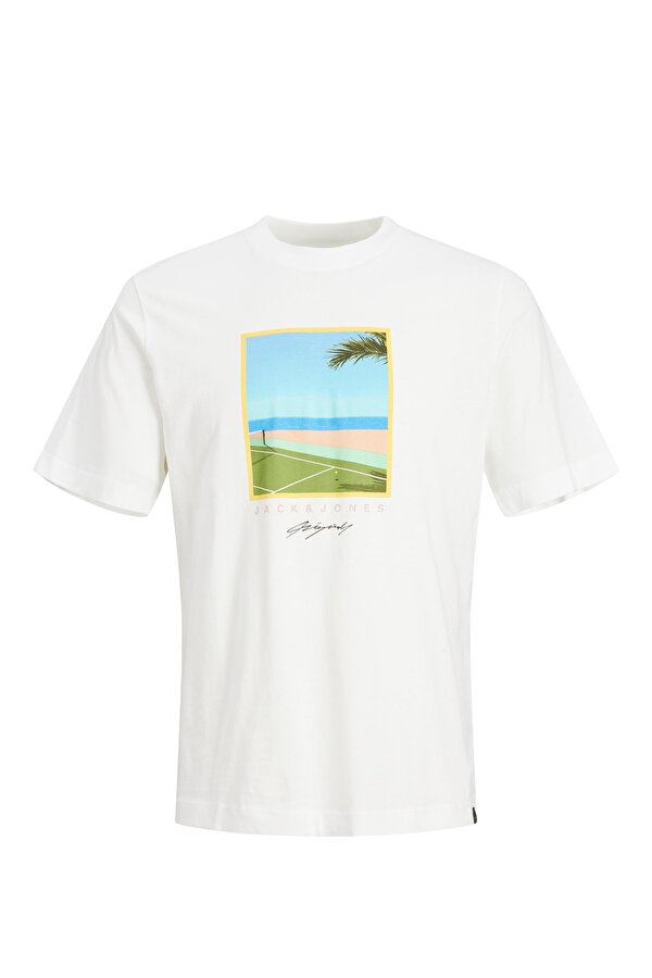 Jack & Jones JORTULUM LANDSCAPE TEE SS Beyaz Erkek Kısa Kol T-Shirt