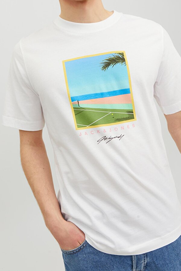 Jack & Jones JORTULUM LANDSCAPE TEE SS Beyaz Erkek Kısa Kol T-Shirt