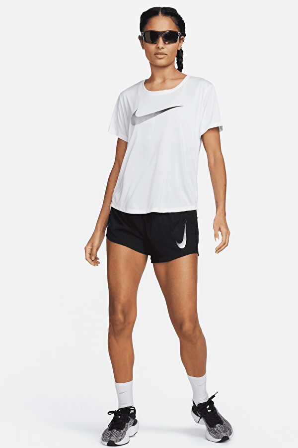 Nike W NK ONE DF SWSH HBR SS Beyaz Kadın Kısa Kol T-Shirt
