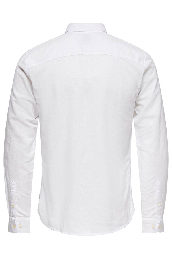Only&Sons Only & Sons Erkek Onscaiden Slim Fit Keten Gömlek 22012321 Beyaz