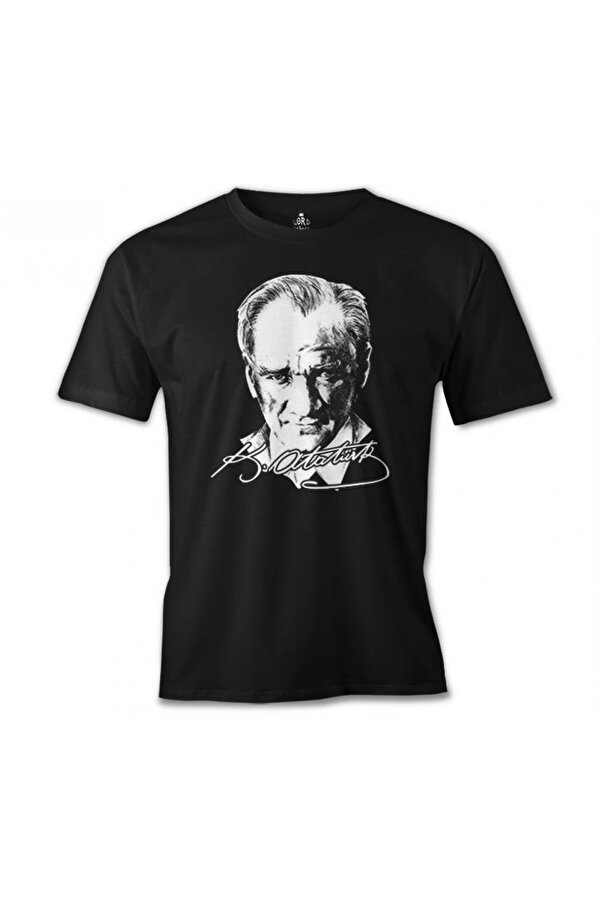 Lord T-Shirt Atatürk - İmza Portre Siyah Erkek Tshirt