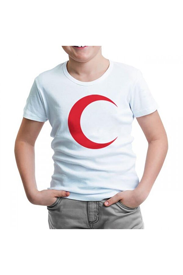 Lord T-Shirt Türk Bayrağı - Bayrak Ay Beyaz Çocuk Tshirt