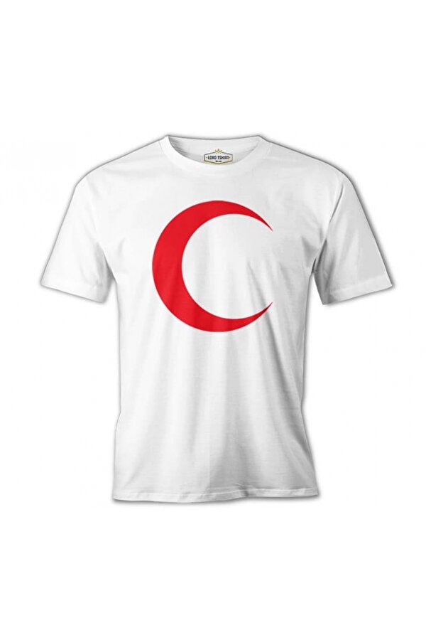 Lord T-Shirt Türk Bayrağı - Bayrak Ay Beyaz Erkek Tshirt