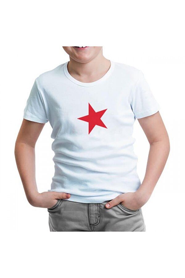 Lord T-Shirt Türk Bayrağı - Bayrak Yıldız Beyaz Çocuk Tshirt GR7769