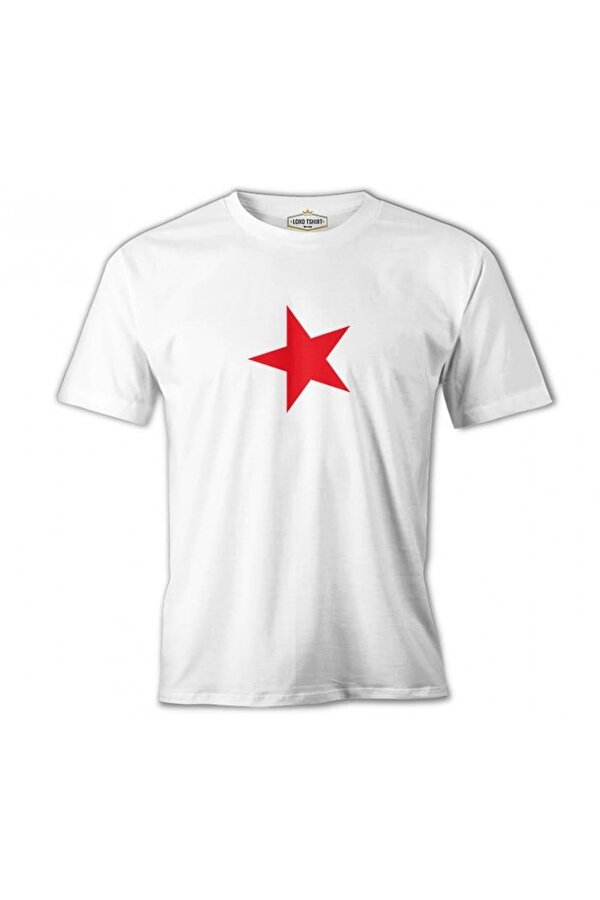 Lord T-Shirt Türk Bayrağı - Bayrak Yıldız Beyaz Erkek Tshirt