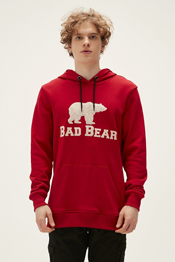 Bad Bear Brand Hoodie Crimson Red Kırmızı 3D Baskılı Kapüşonlu Erkek Sweatshirt