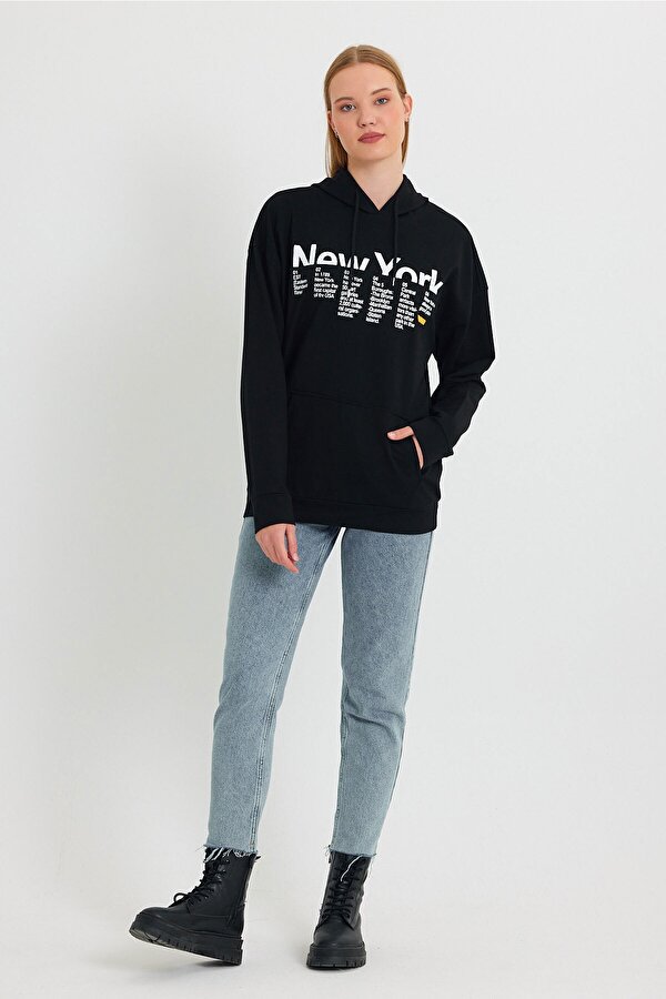 Süperlife Kadın Kapşonlu Kanguru Cepli Sweat Newyork Baskılı SPR23SWk362 Süperlife Kadın Kapşonlu Kanguru Cepli Sweat Newyork Baskılı SPR23SWk362