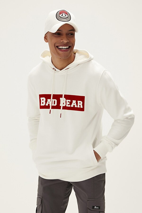 Bad Bear Flog Hoodie Off-White Beyaz 3D Baskılı Kapüşonlu Erkek Sweatshirt GB10597
