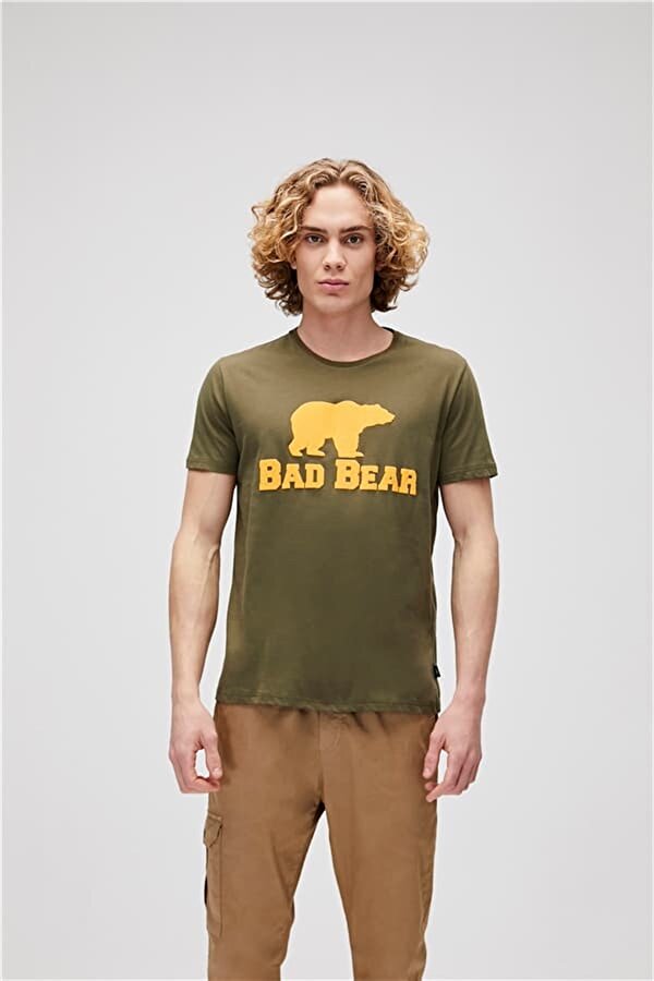 Bad Bear Bear Tee T-Shirt Haki Yeşil Logo Baskılı Erkek Tişört