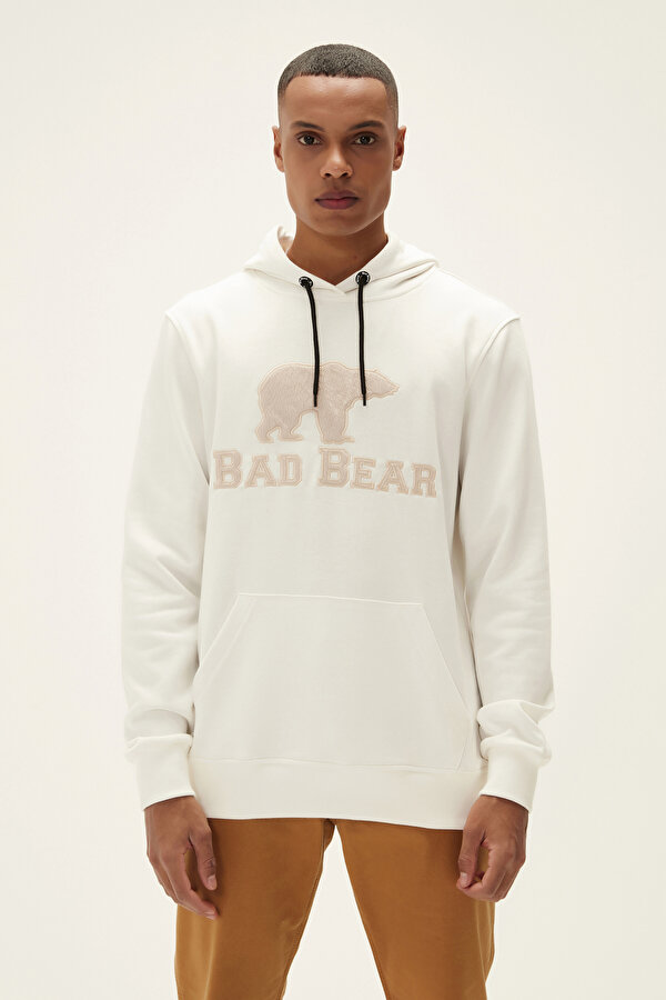 Bad Bear Brand Hoodie Off-White 3D Baskılı Kapüşonlu Erkek Sweatshirt