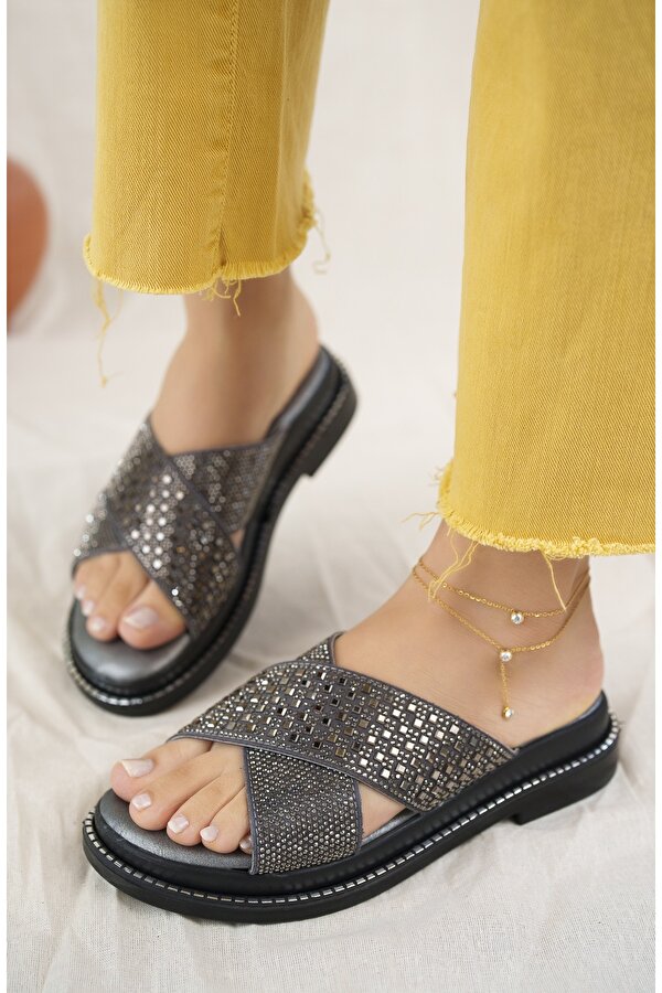 Khayt Sharone Anatomik Ortopedik Rahat Taşlı Günlük Kadın Terlik