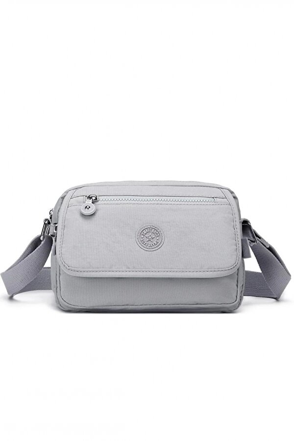 Smart Bags Su Geçirmez Krinkıl Kumaş Çok Gözlü Kadın Çapraz Çanta Gri 3166