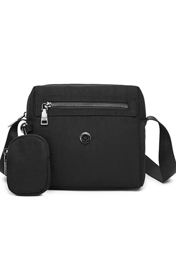 Smart Bags Su Geçirmez Özel Bengal Kumaş Çok Gözlü Kadın Çapraz Çanta Siyah 3109