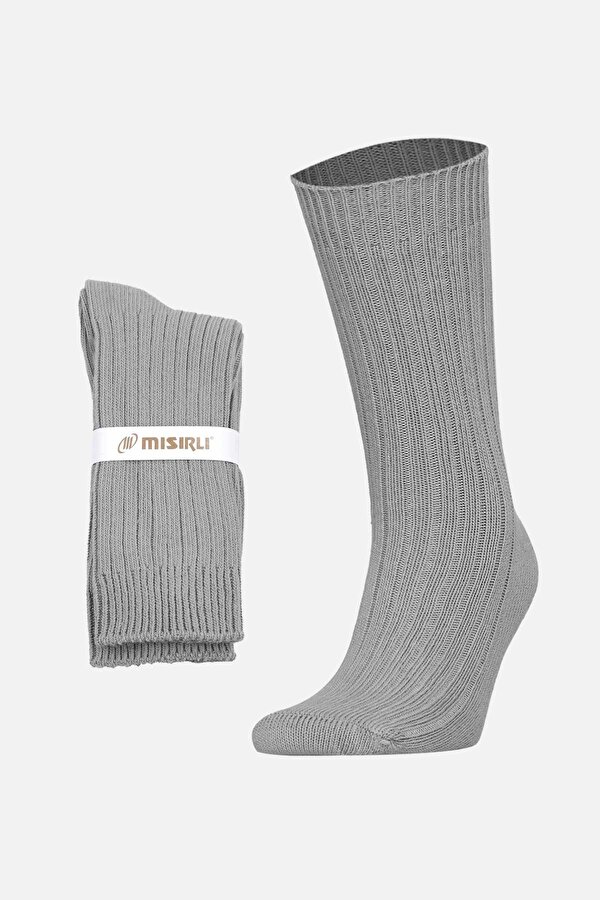 Mısırlı Unisex Pamuklu Bio Cotton Kışlık Gri Soket Çorap - M-3092A-G