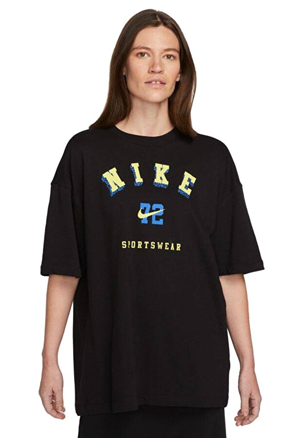 Nike NSW TEE OC 1 SS OS Siyah Kadın Kısa Kol T-Shirt