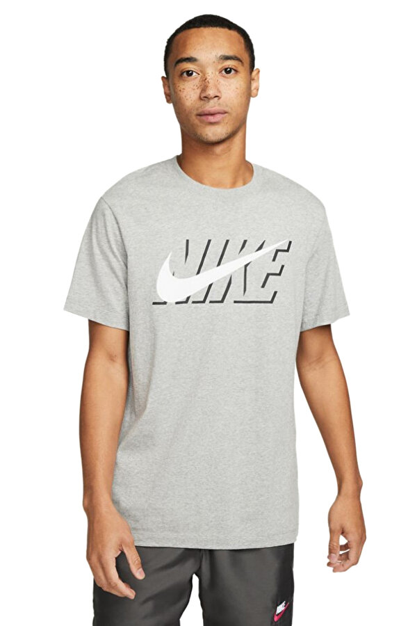 Nike NSW TEE SWOOSH BLOCK GRI Erkek Kısa Kol T-Shirt