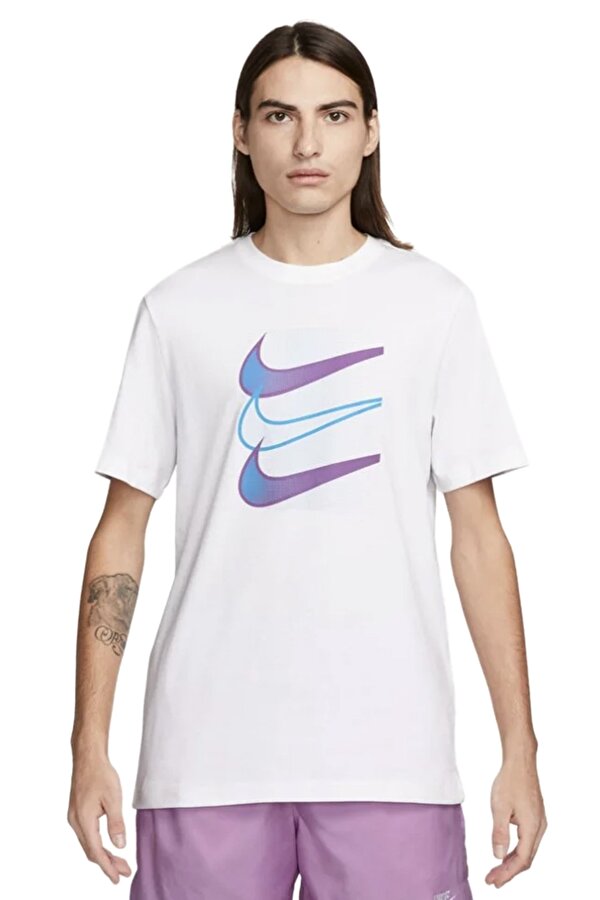 Nike NSW TEE 12MO SWOOSH Beyaz Erkek Kısa Kol T-Shirt
