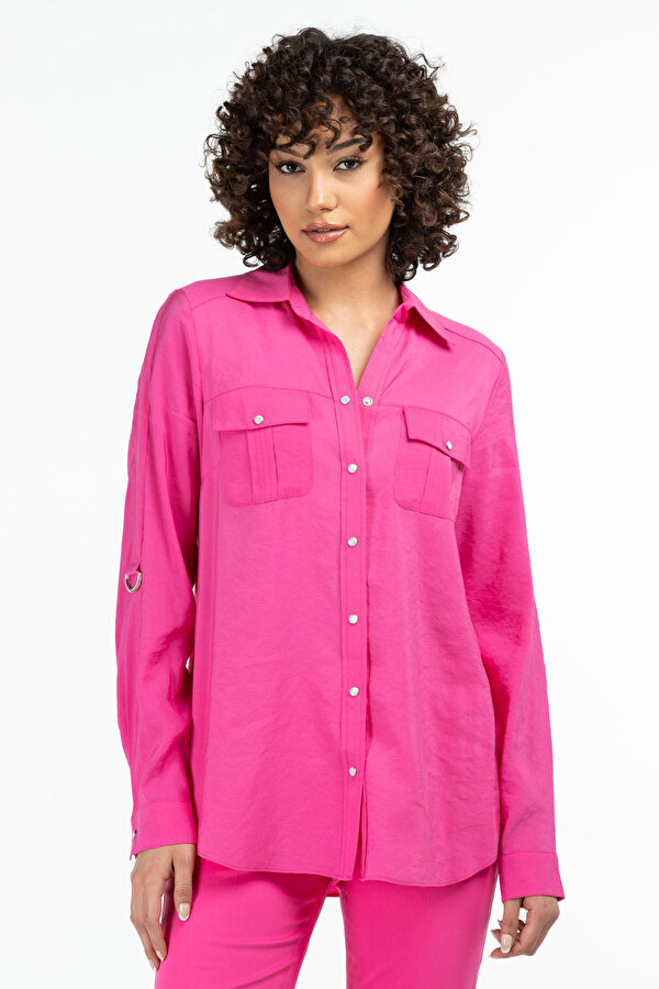 Ekol Kadın Önü Çıtçıtlı Gömlek 5402 Pembe