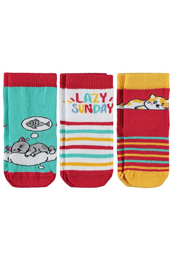 Civil Baby Kız Bebek 3'lü Çorap Set 6-18 Ay Kırmızı Civil Baby Kız Bebek 3'lü Çorap Set 6-18 Ay Kırmızı